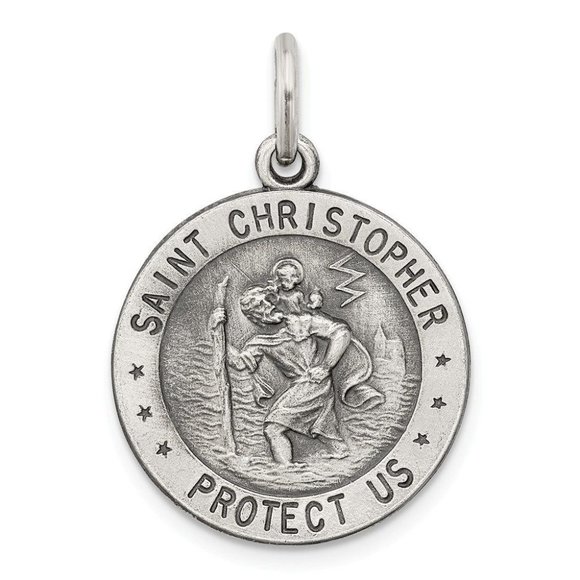 Sterling Silver St. Christopher US Navy Medal New Religious pendant 925 - Picture 1 of 3